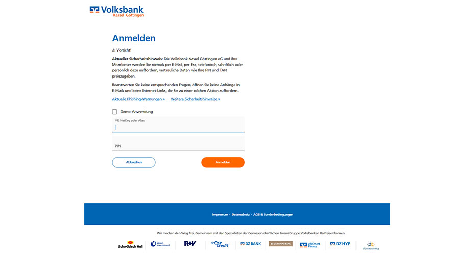 Bildbeispiel der neuen Login-Maske des OnlineBanking
