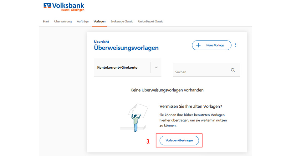 Vorlagen übertragen – Schritt 3